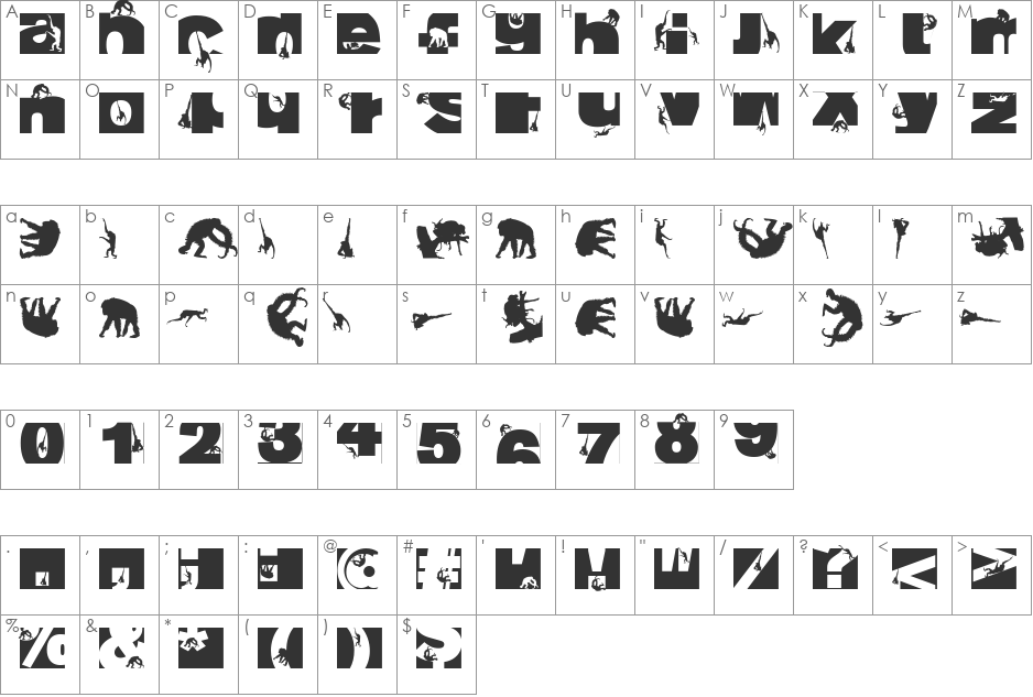 TypoApish font character map preview