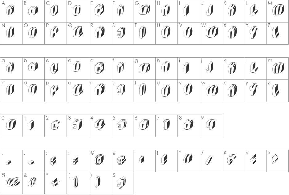 TypoCubes font character map preview