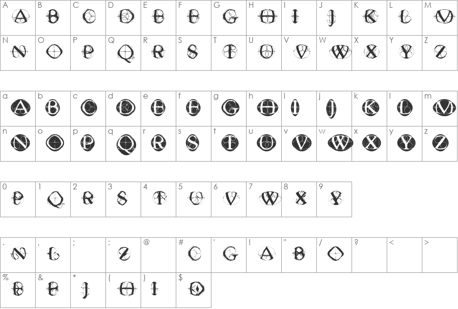 TypoGhosts font character map preview