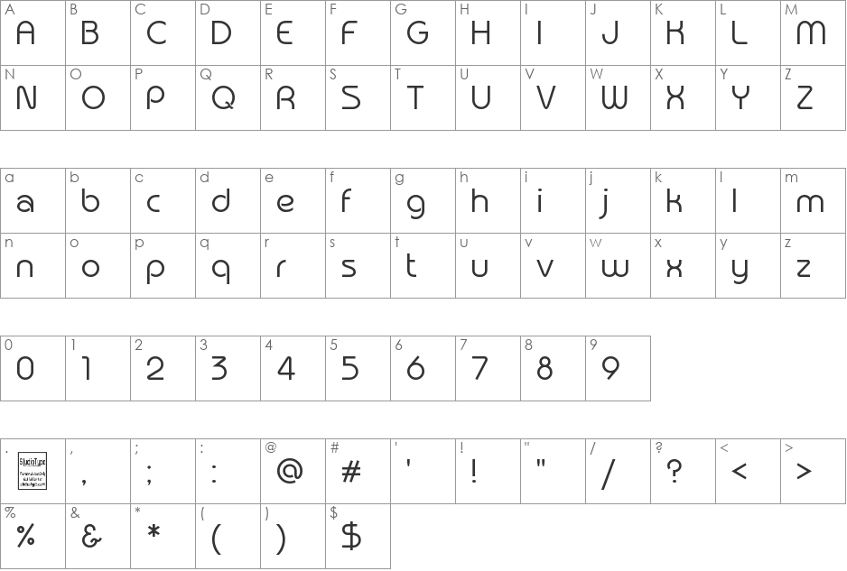 Typografix font character map preview