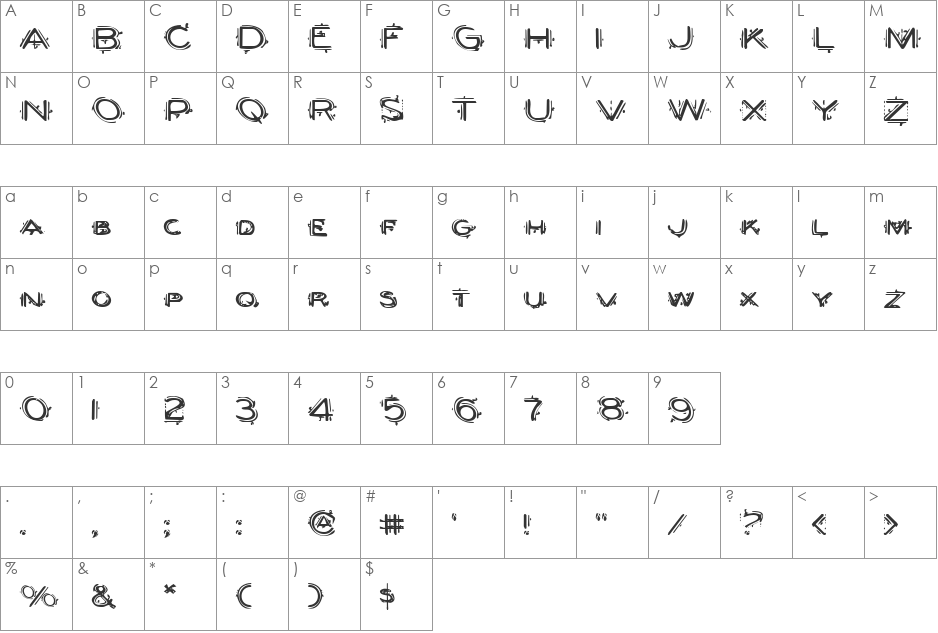 Berserker Expanded font character map preview