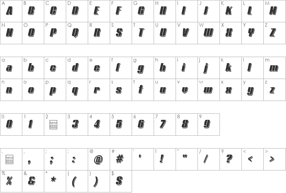 Typoline font character map preview