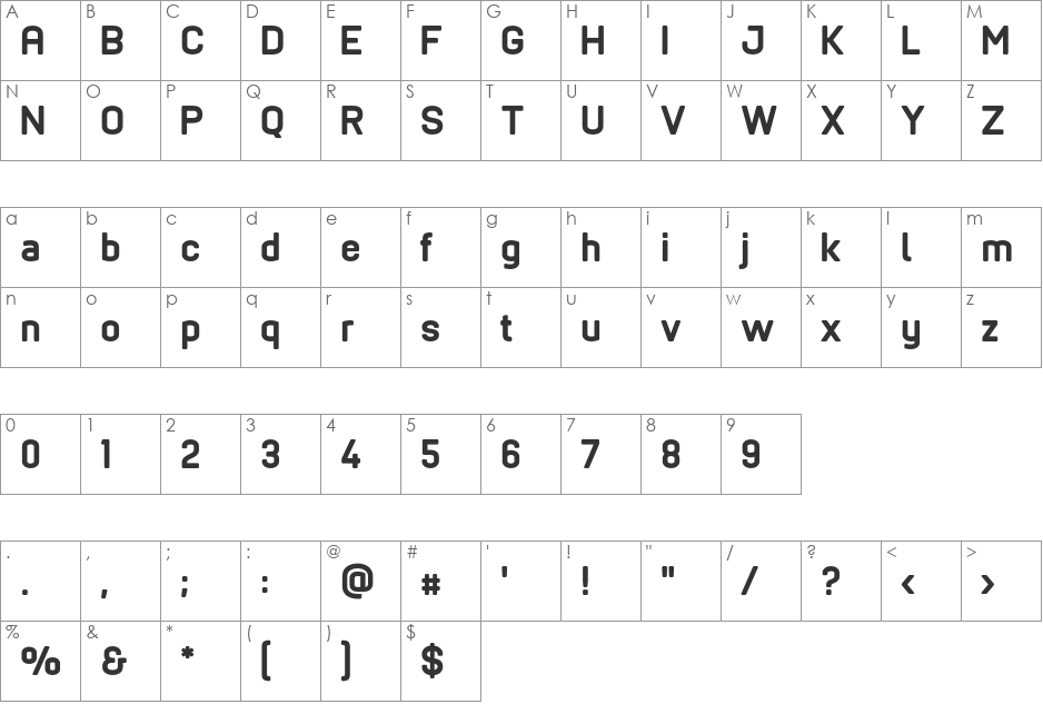 Typonil font character map preview