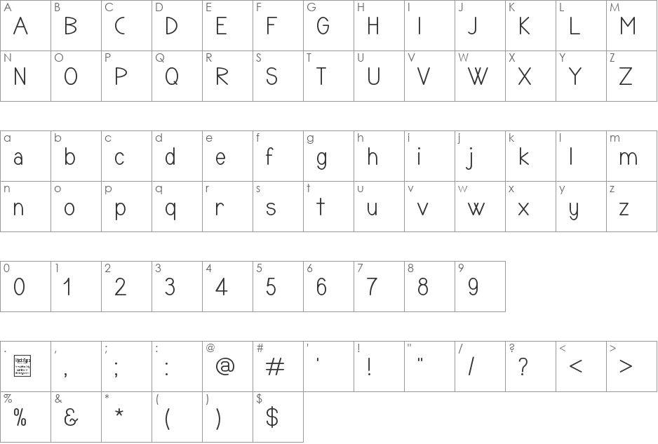 TYPONOME font character map preview