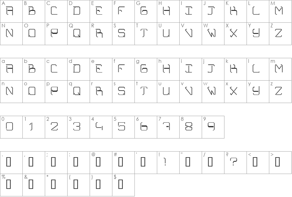 TYPORM01S font character map preview