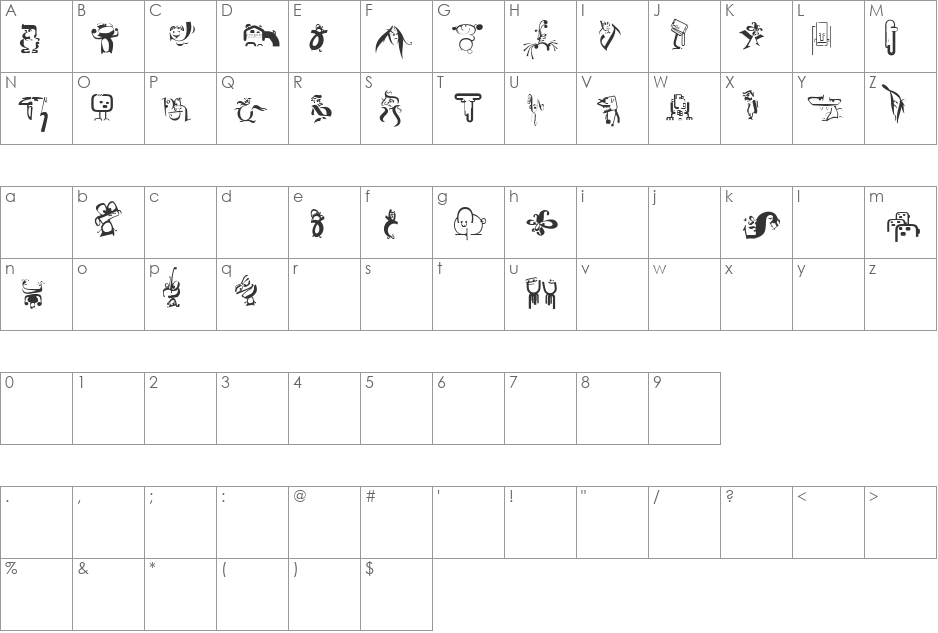 TYPOS font character map preview