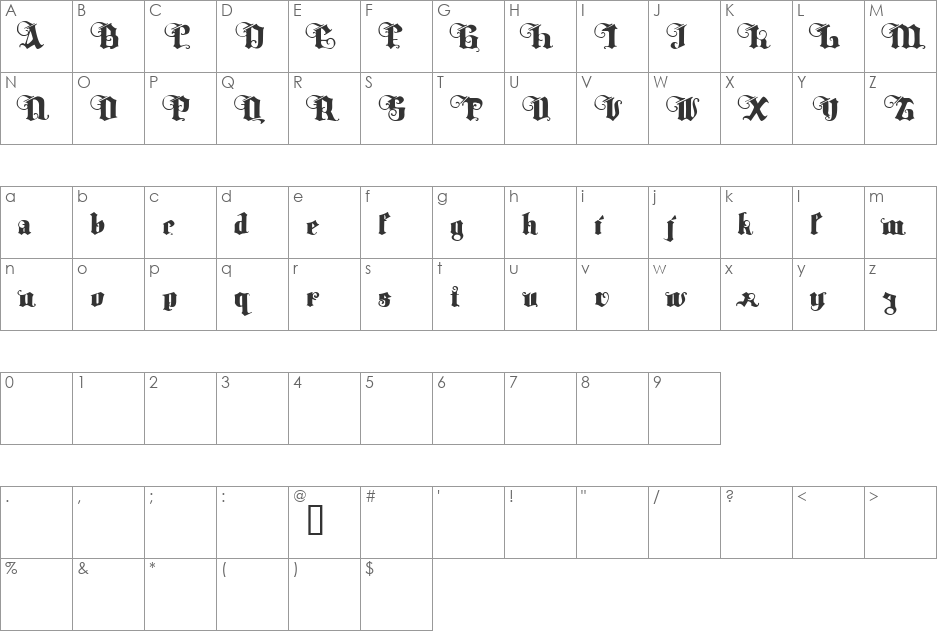 Tyrfing Demo font character map preview