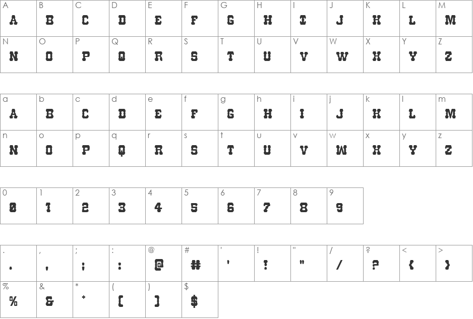 U.S. Marshal Condensed font character map preview