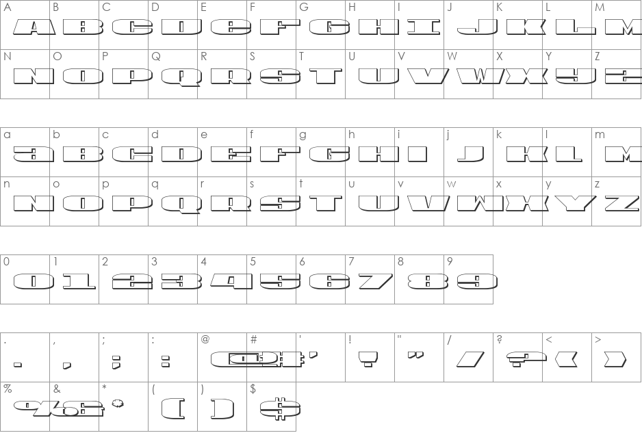 U.S.A. 3D font character map preview