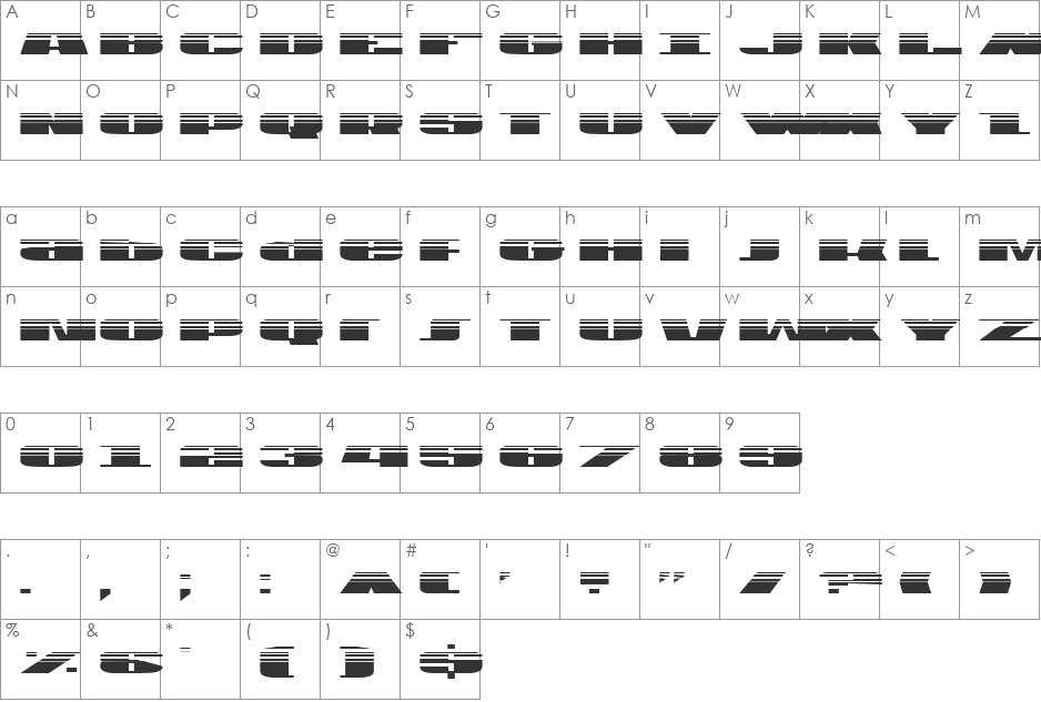 U.S.A. Gradient font character map preview