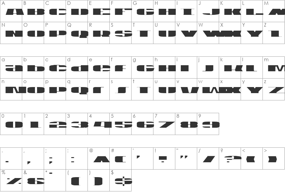 U.S.A. Light font character map preview