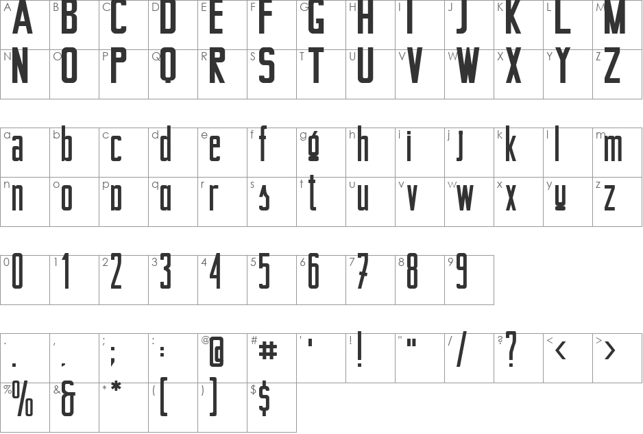 Berta_Drug font character map preview