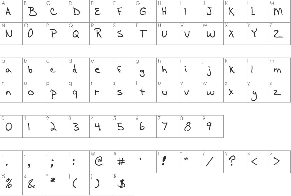 aenigma-scrawl-brk font character map preview