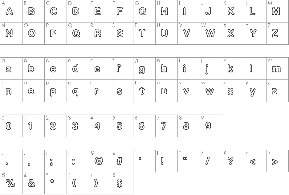 Ubiquity (BRK) font character map preview
