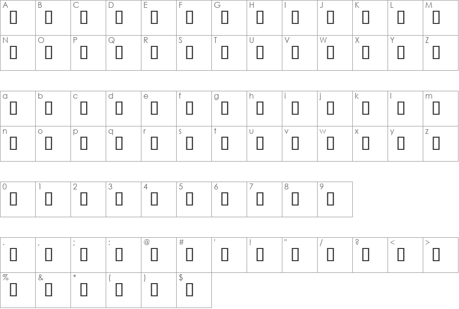 Ucs030 font character map preview