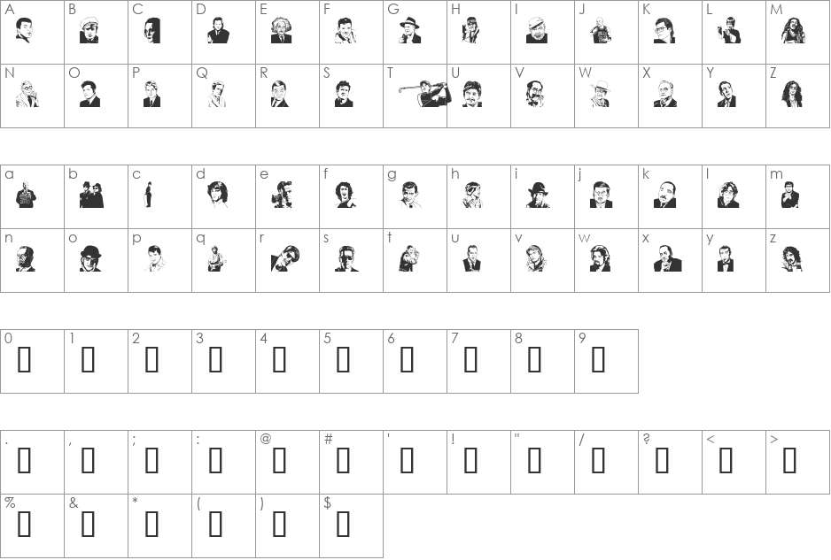 UdeMAN font character map preview