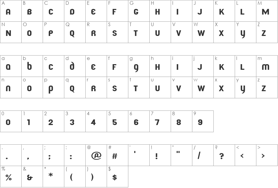 UdoWide font character map preview