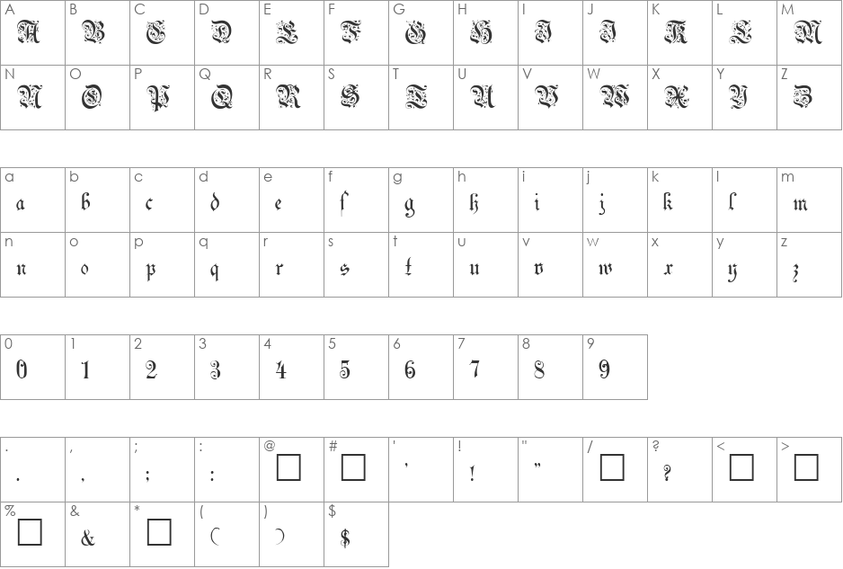 Uechi font character map preview