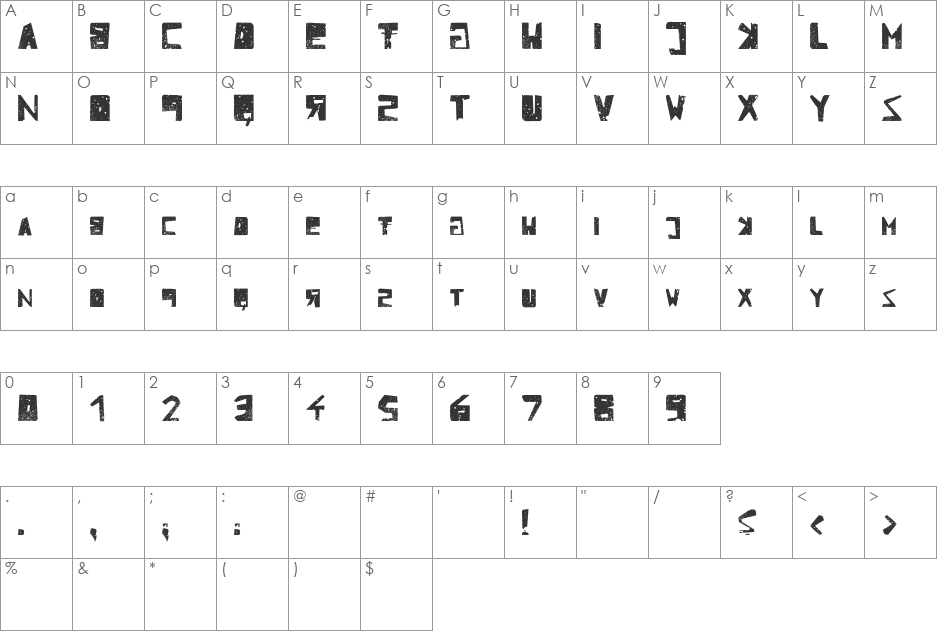 Ugloosy font character map preview