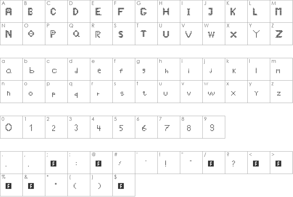 Ugly Randomness font character map preview