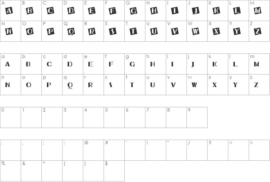 Ukiah Caps font character map preview