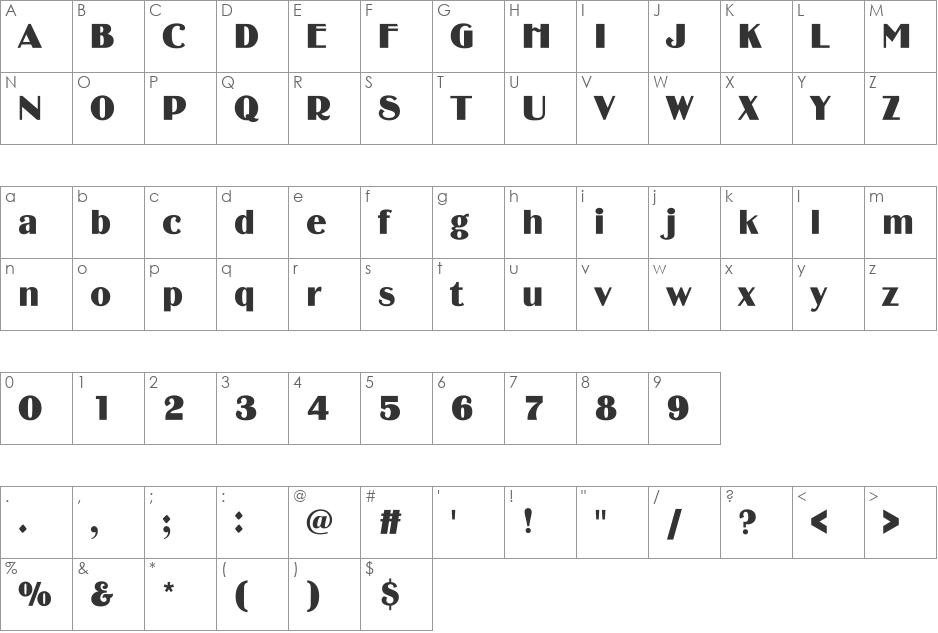 UKIJ Esliye font character map preview