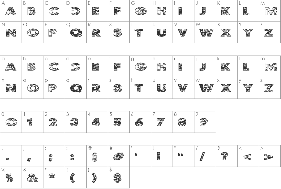 UKIJ Esliye Neqish font character map preview