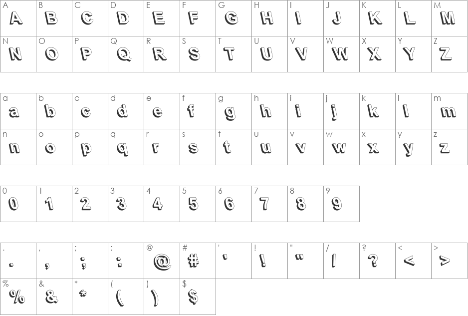 UKIJ Kufi 3D font character map preview
