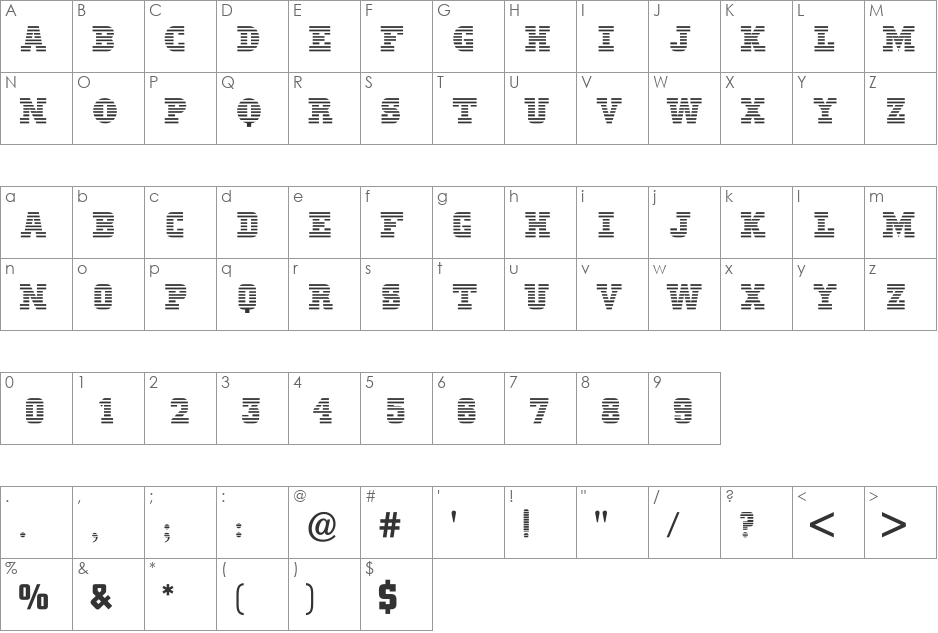 UKIJ Kufi Yolluq font character map preview