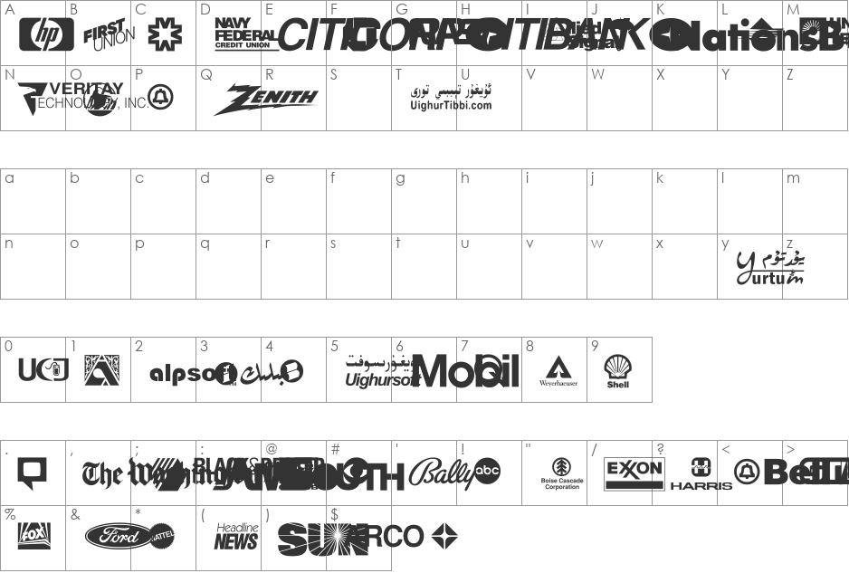 UKIJ Tughra font character map preview