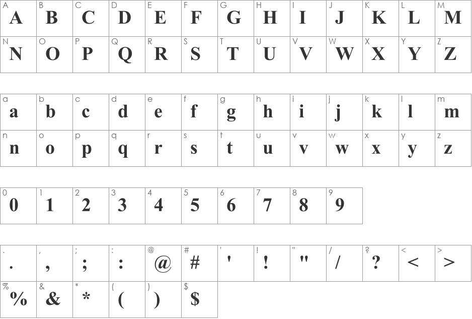 UKIJ Tuz font character map preview