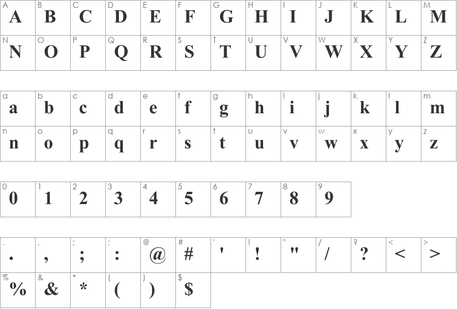 UKIJ Tuz Qara font character map preview