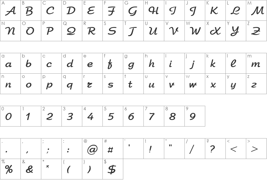 Uk_Arbat font character map preview