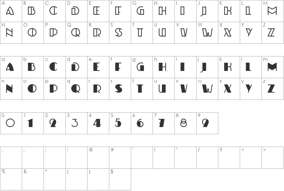 ulbricht font character map preview