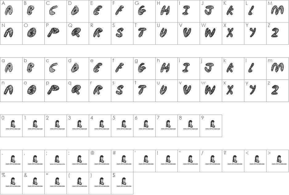 Ultimate Chaos font character map preview