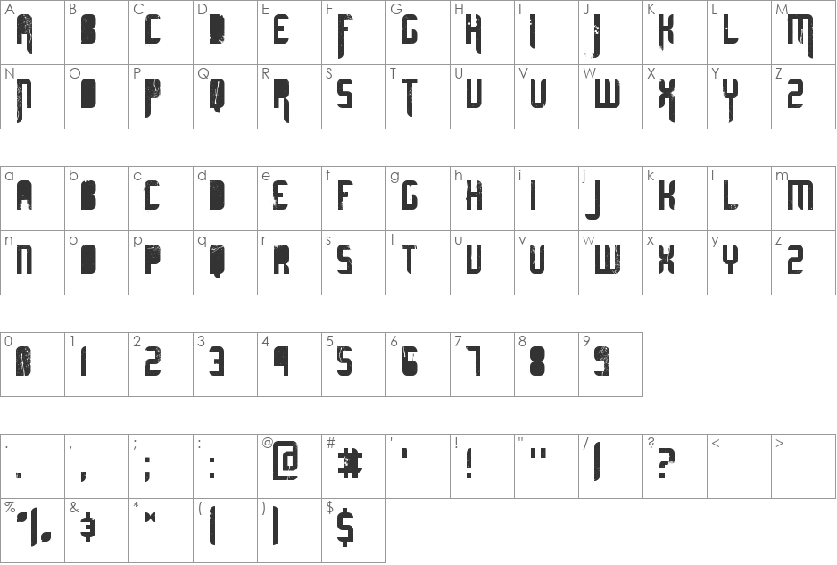 ultimate MIDNIGHT font character map preview