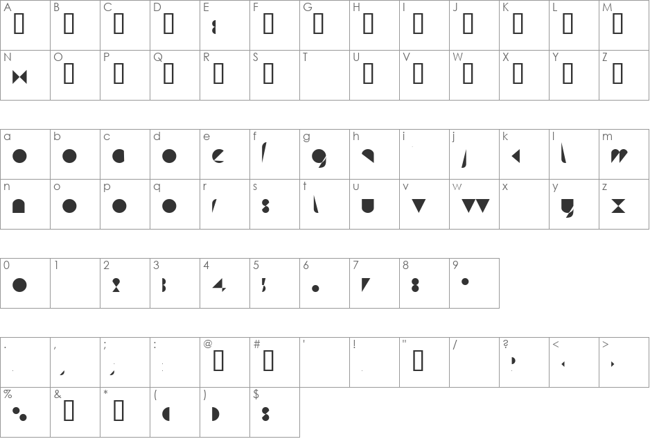 Ultra font character map preview