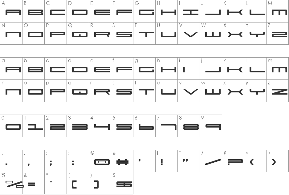 Ultra 911 font character map preview