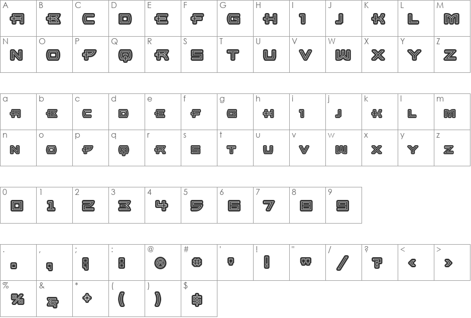 UltraBronzo font character map preview