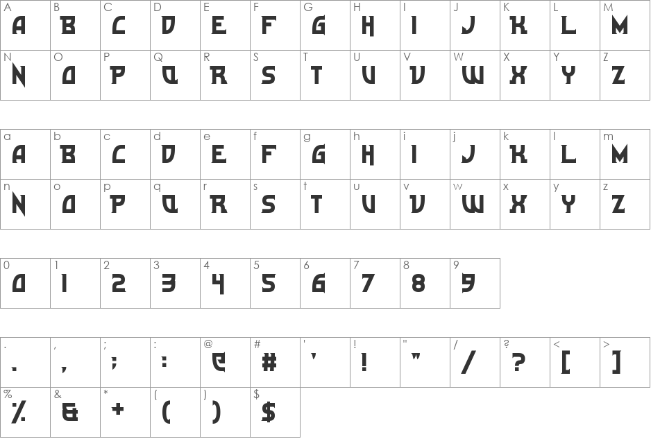 Ultramarine font character map preview