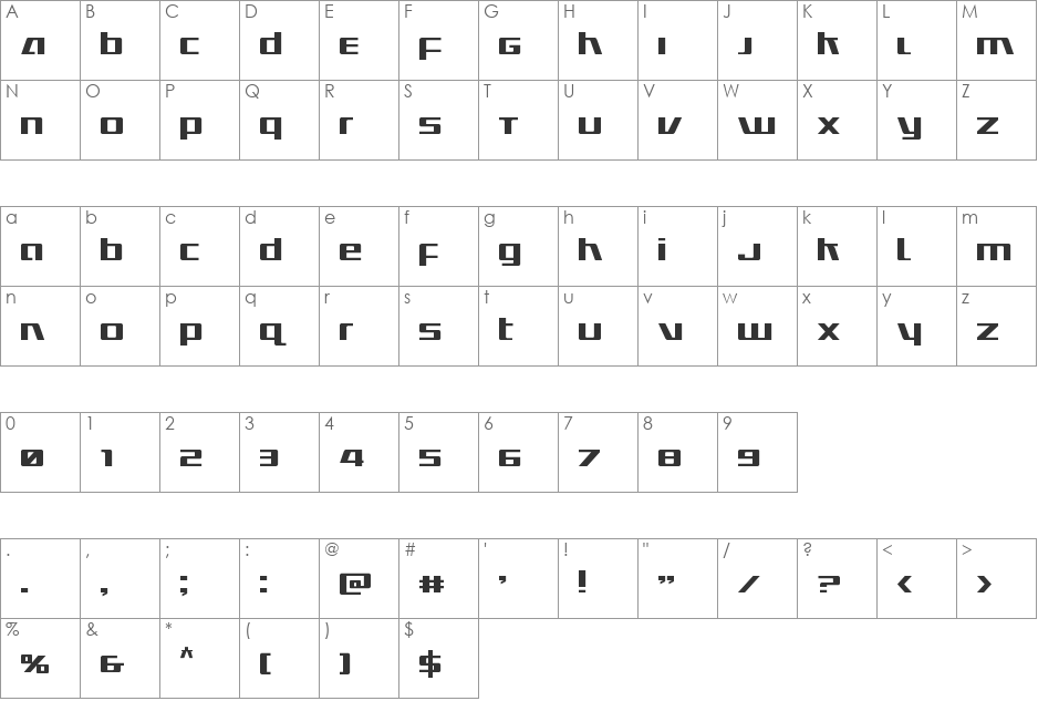 Ultramarines Outline Italic font character map preview