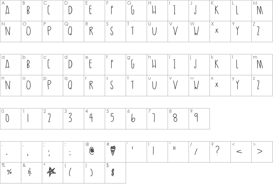 UltraMoire font character map preview
