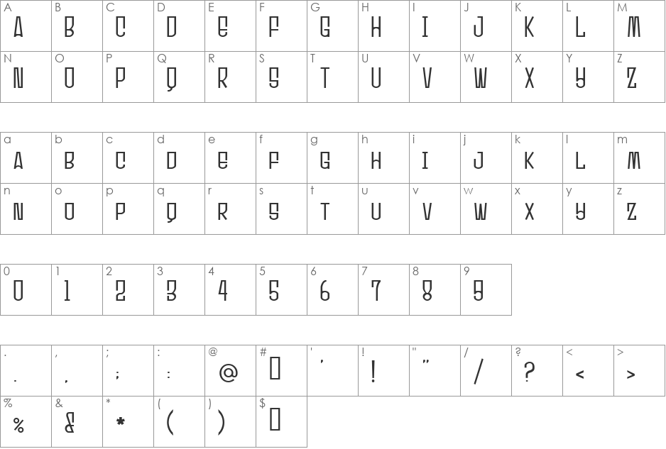 Ultrasonik font character map preview