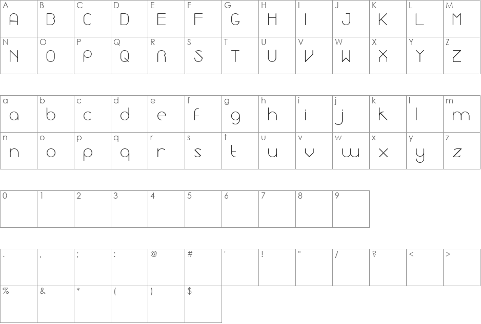ultravioleta font character map preview