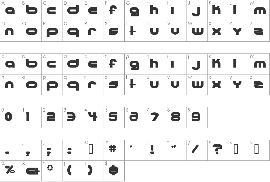 Ultraworld font character map preview
