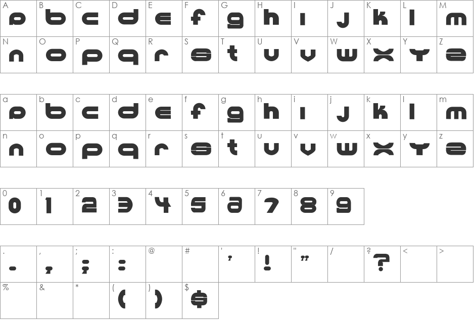 Ultraworld font character map preview
