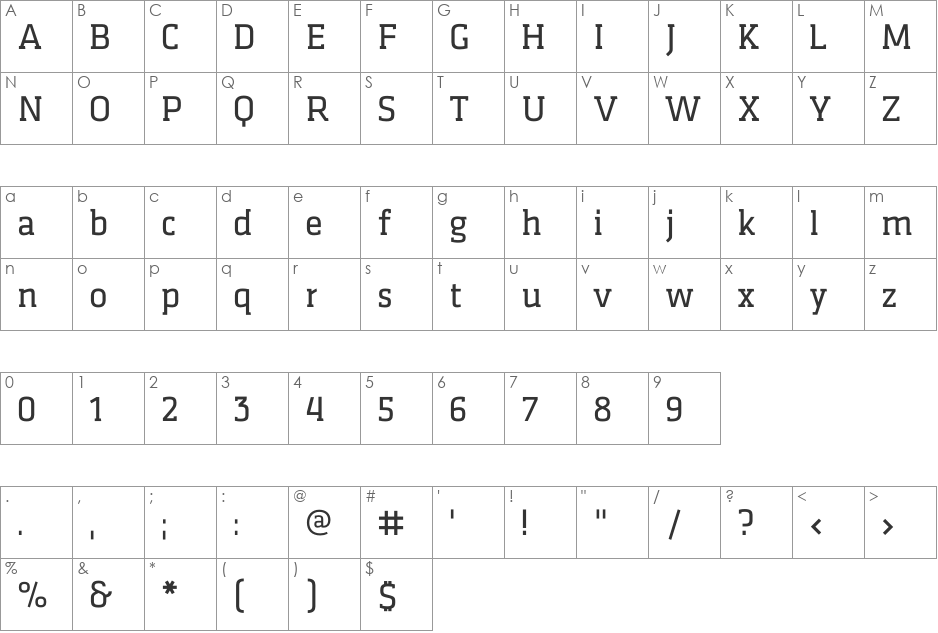 Ulula font character map preview