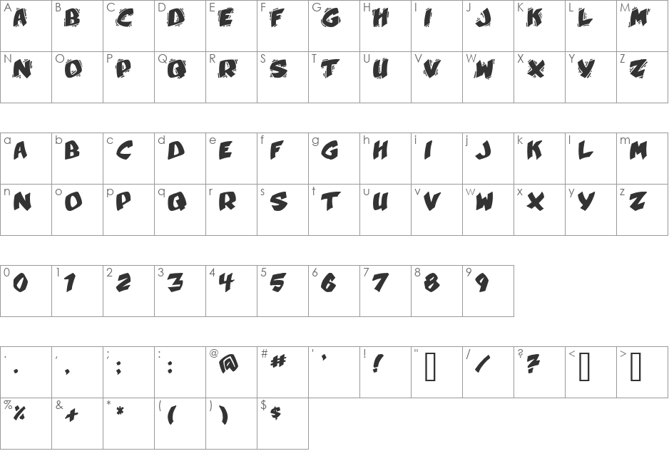 Umberto font character map preview