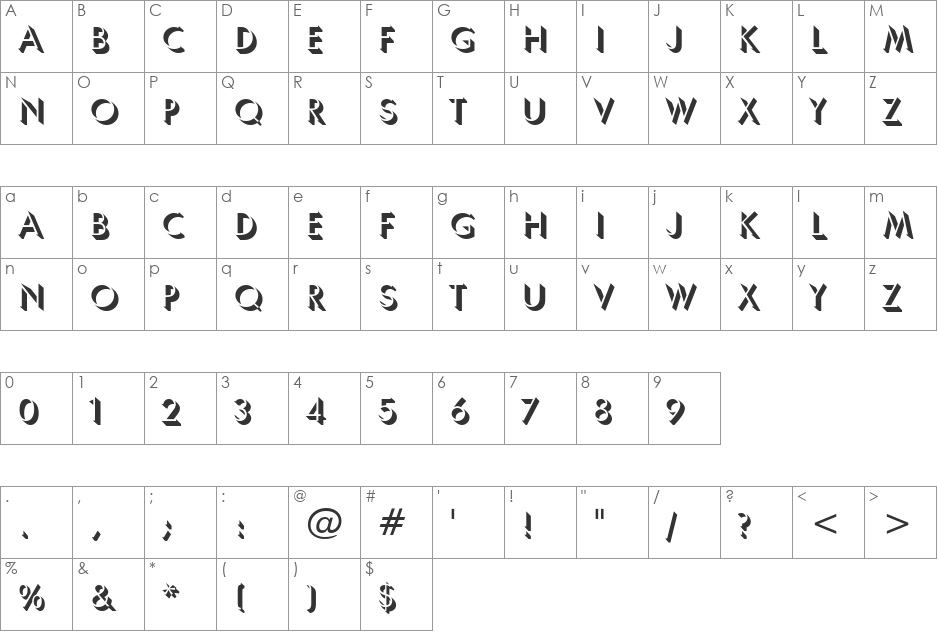 Umbra font character map preview