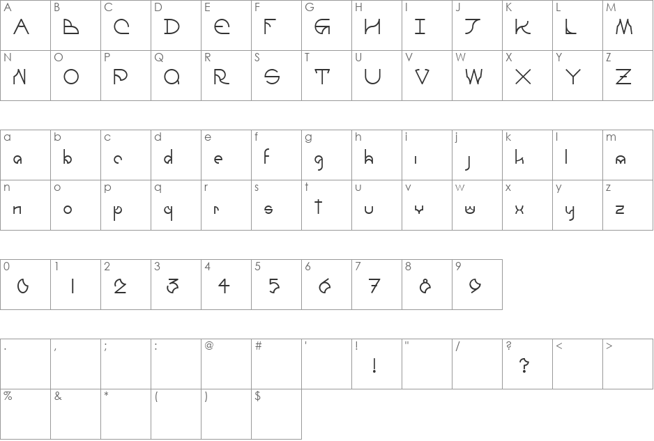 UMBRA Regular font character map preview